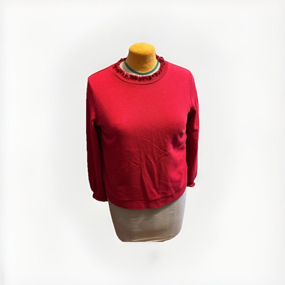 WHO WHAT WEAR Sweaters - Who What Wear Red Ruffle Mockneck Sweater, Size L, Office Business Casual